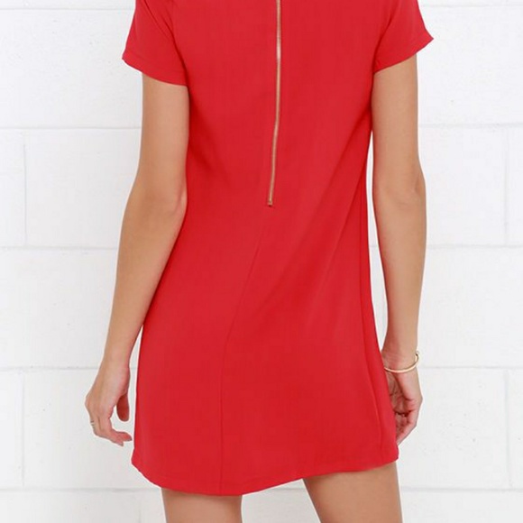Lulus Shift and Shout Red Shift Mini Dress - Picture 3 of 7